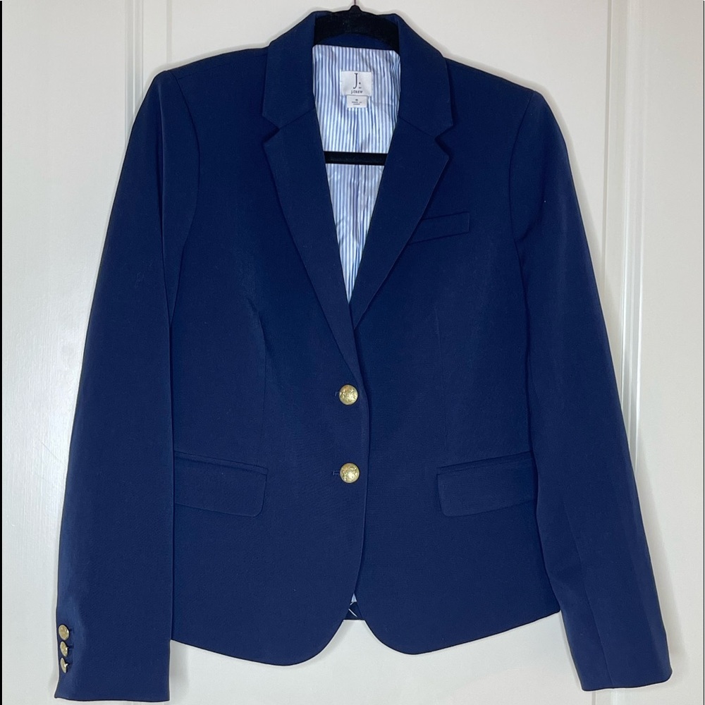 J By J Crew Schoolboy 6 Blazer Jacket Navy Blue Lined J4548 Career Work prep
